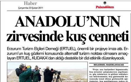 ANADOLU’NUN ZİRVESİNDEKİ KUŞ CENNETİ PROJESİ